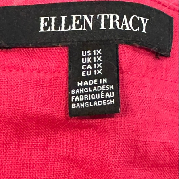 EUC Ellen Tracy Linen Fuchsia Tunic 1 x missing a button on pocket Saks 5th Ave - Picture 5 of 9